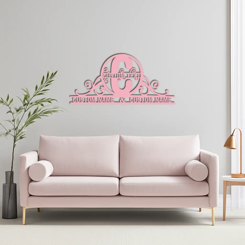 Personalized Initial Monogram Metal Wall Art – Custom Family Name Sign - KAFGP130 by Enova Art