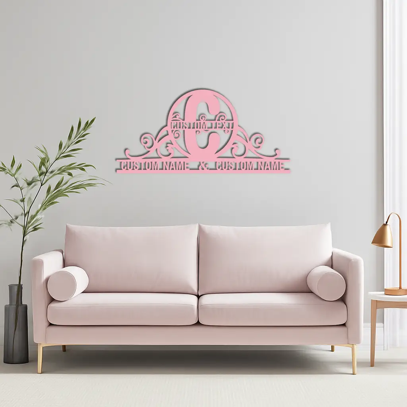 Personalized Initial Monogram Metal Wall Art – Custom Family Name Sign - KAFGP130 by Enova Art