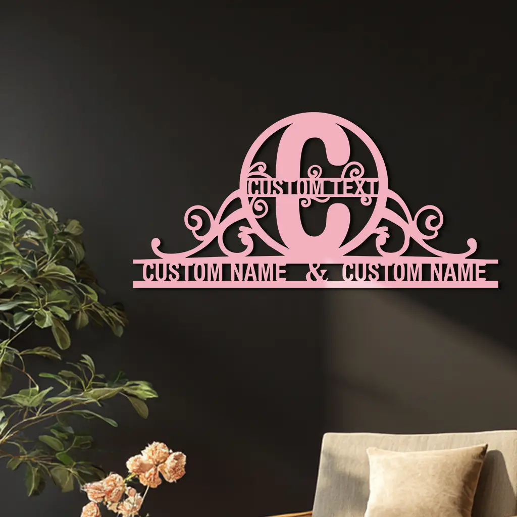 Personalized Initial Monogram Metal Wall Art – Custom Family Name Sign - KAFGP130 by Enova Art