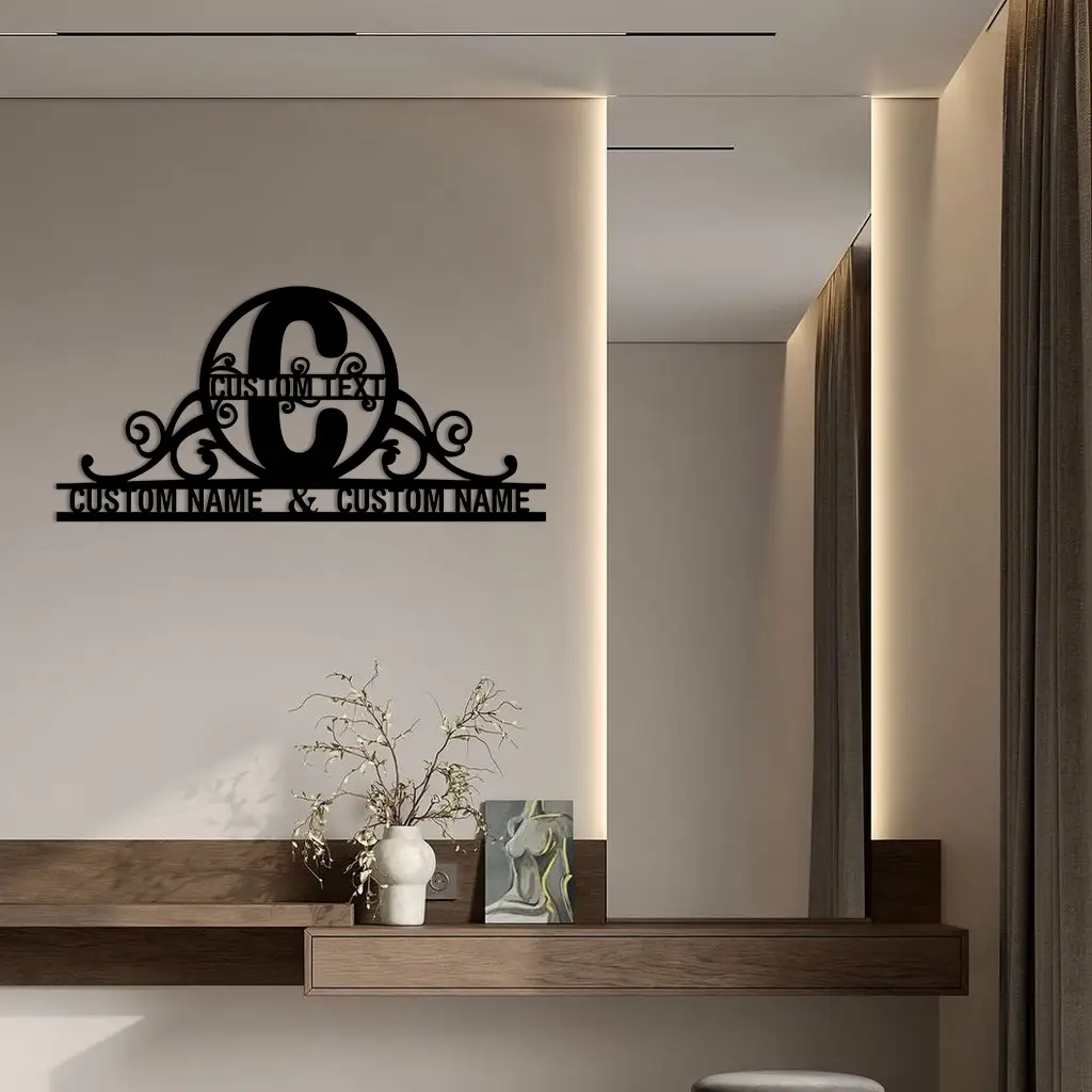Personalized Initial Monogram Metal Wall Art – Custom Family Name Sign - KAFGP130 by Enova Art