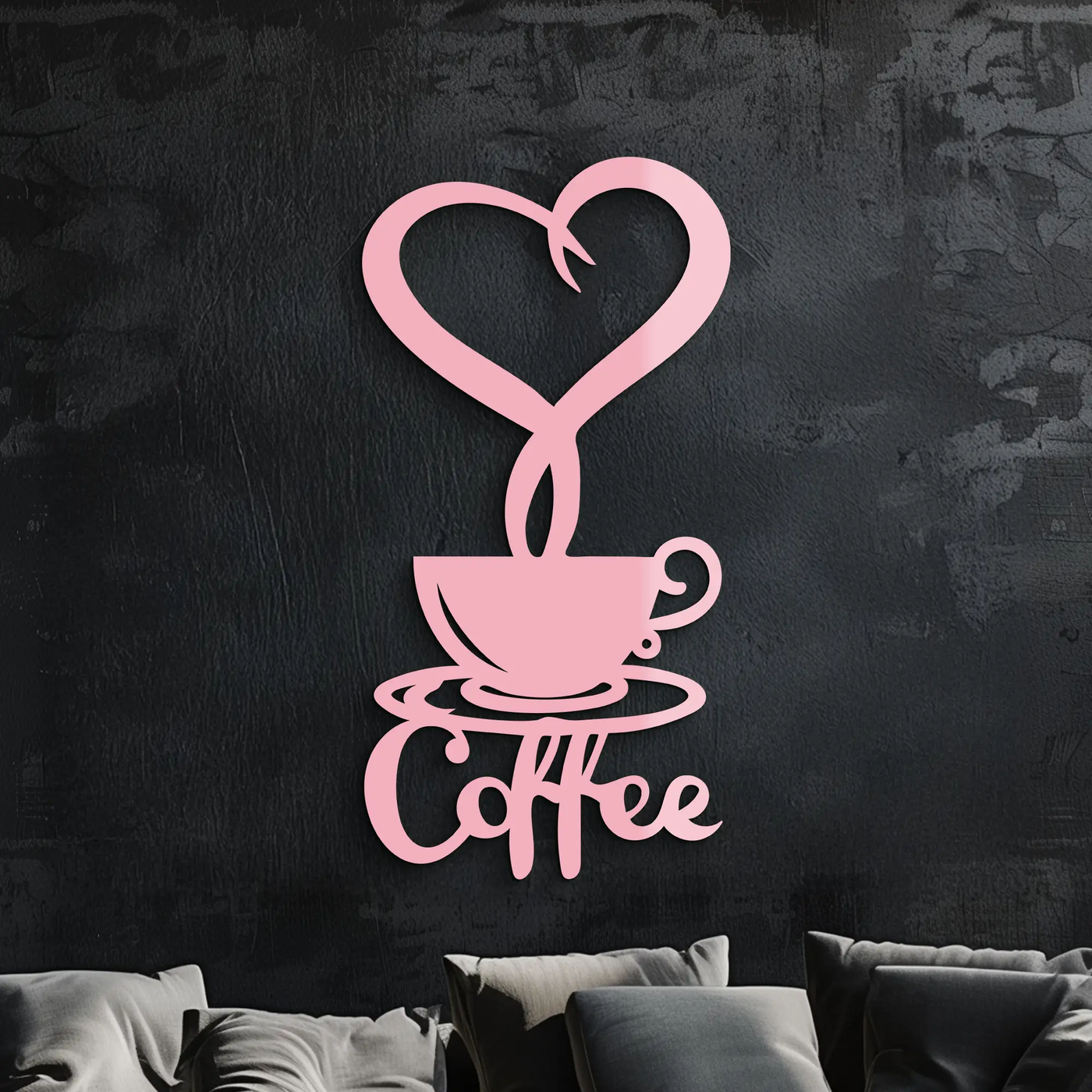Coffee Cup Heart Metal Wall Art – Modern Coffee Lover Kitchen Decor -KAFGP131 by Enova Art