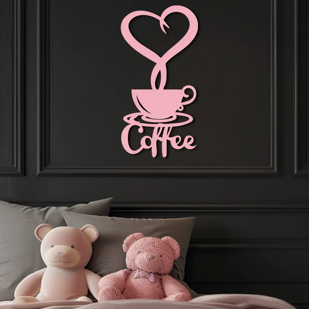 Coffee Cup Heart Metal Wall Art – Modern Coffee Lover Kitchen Decor -KAFGP131 by Enova Art