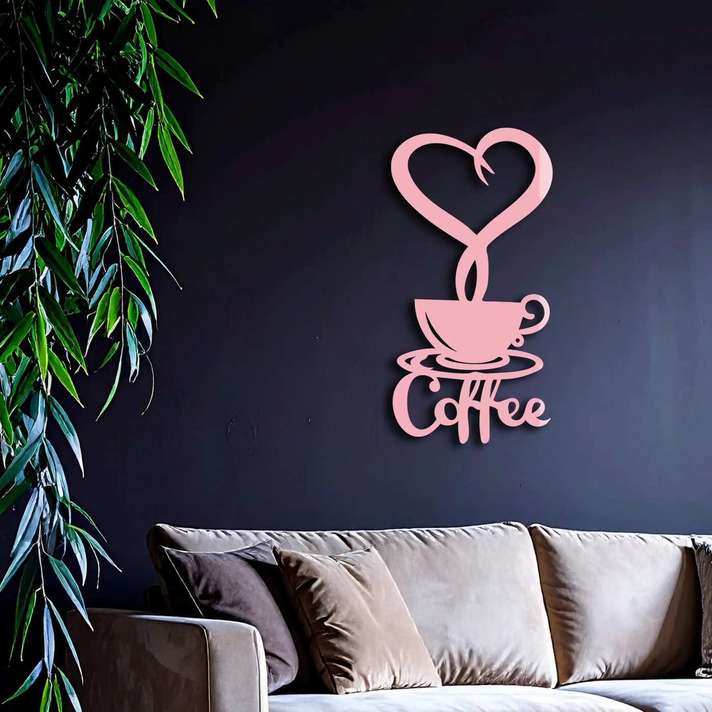 Coffee Cup Heart Metal Wall Art – Modern Coffee Lover Kitchen Decor -KAFGP131 by Enova Art