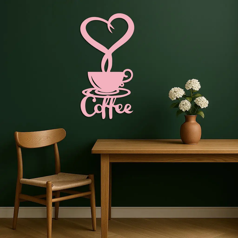 Coffee Cup Heart Metal Wall Art – Modern Coffee Lover Kitchen Decor -KAFGP131 by Enova Art