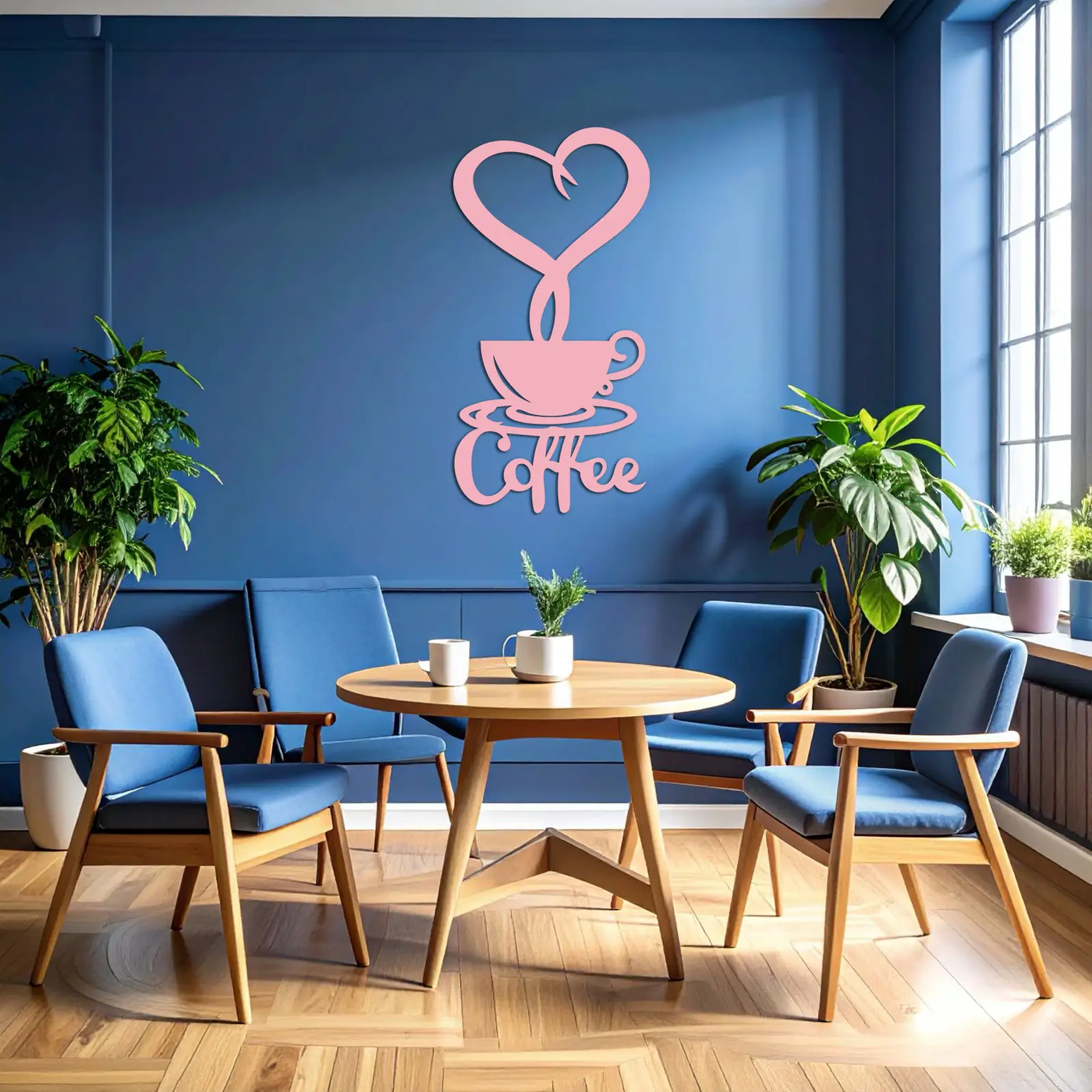 Coffee Cup Heart Metal Wall Art – Modern Coffee Lover Kitchen Decor -KAFGP131 by Enova Art