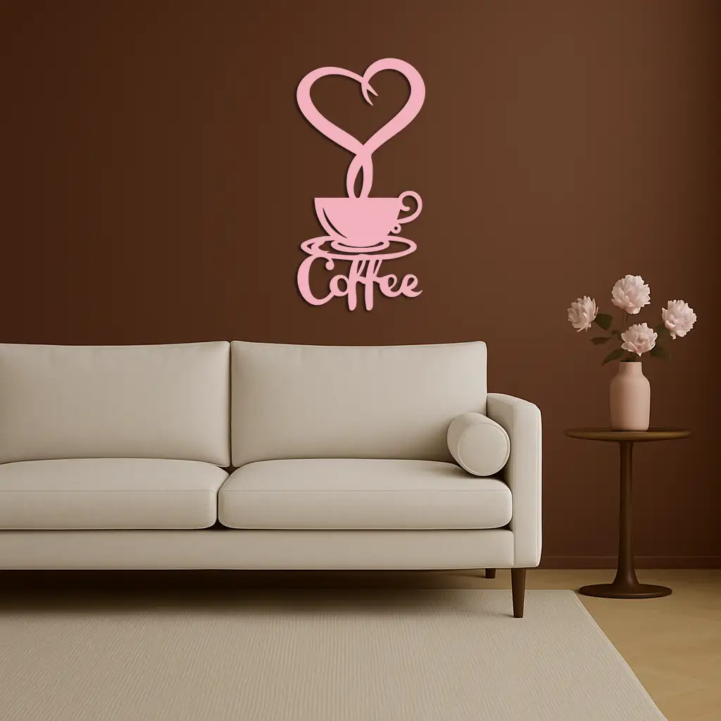 Coffee Cup Heart Metal Wall Art – Modern Coffee Lover Kitchen Decor -KAFGP131 by Enova Art