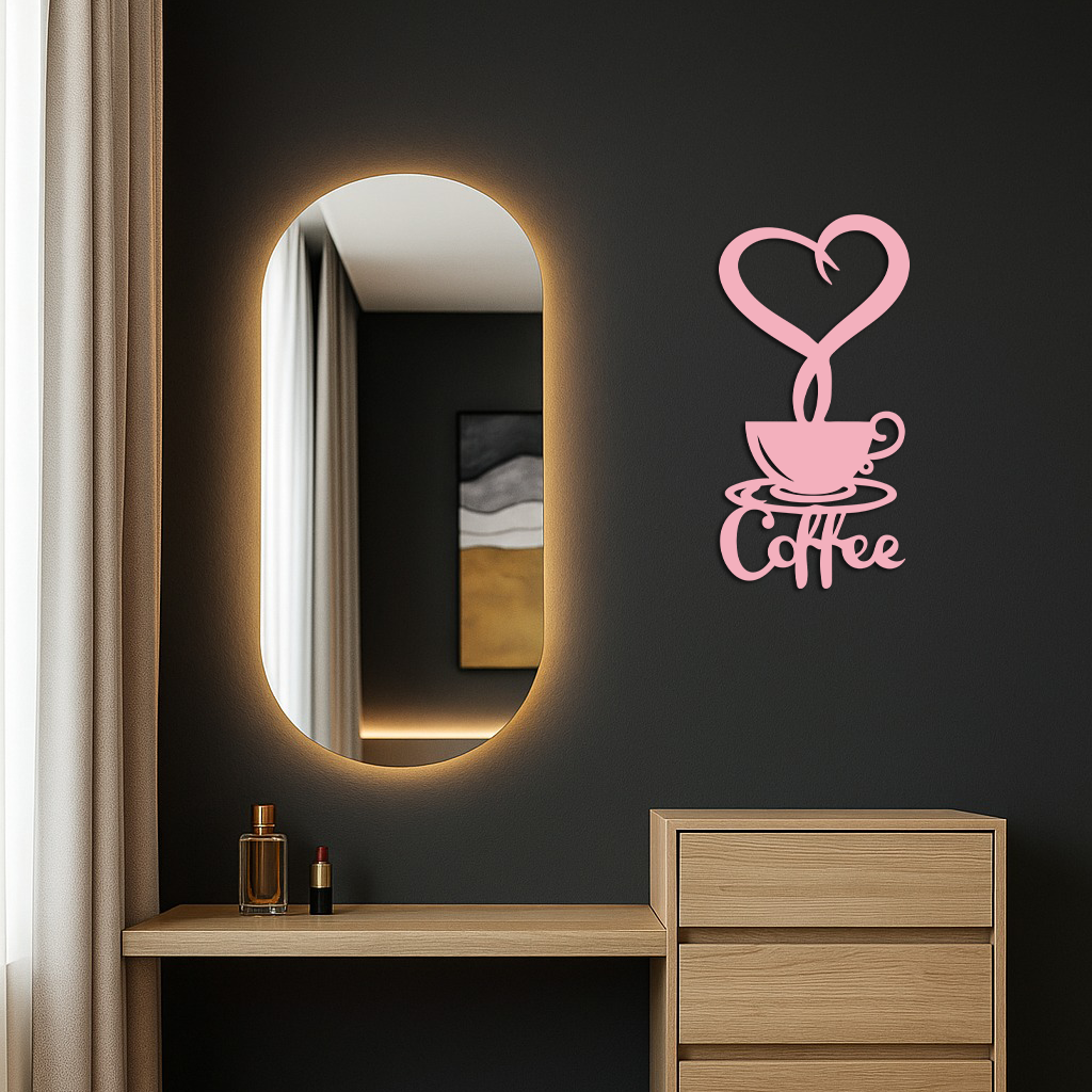 Coffee Cup Heart Metal Wall Art – Modern Coffee Lover Kitchen Decor -KAFGP131 by Enova Art