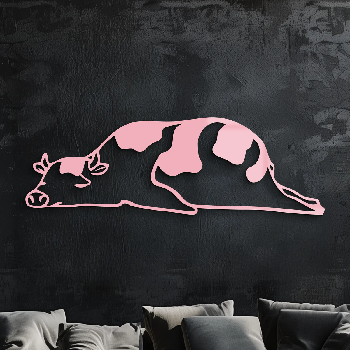 Minimalist Cow Silhouette Metal Wall Art – Farmhouse Animal Decor - KAFGP134 by Enova Art
