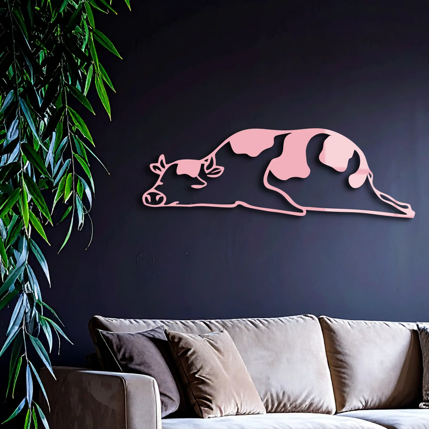 Minimalist Cow Silhouette Metal Wall Art – Farmhouse Animal Decor - KAFGP134 by Enova Art