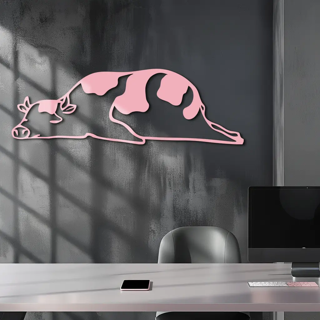 Minimalist Cow Silhouette Metal Wall Art – Farmhouse Animal Decor - KAFGP134 by Enova Art