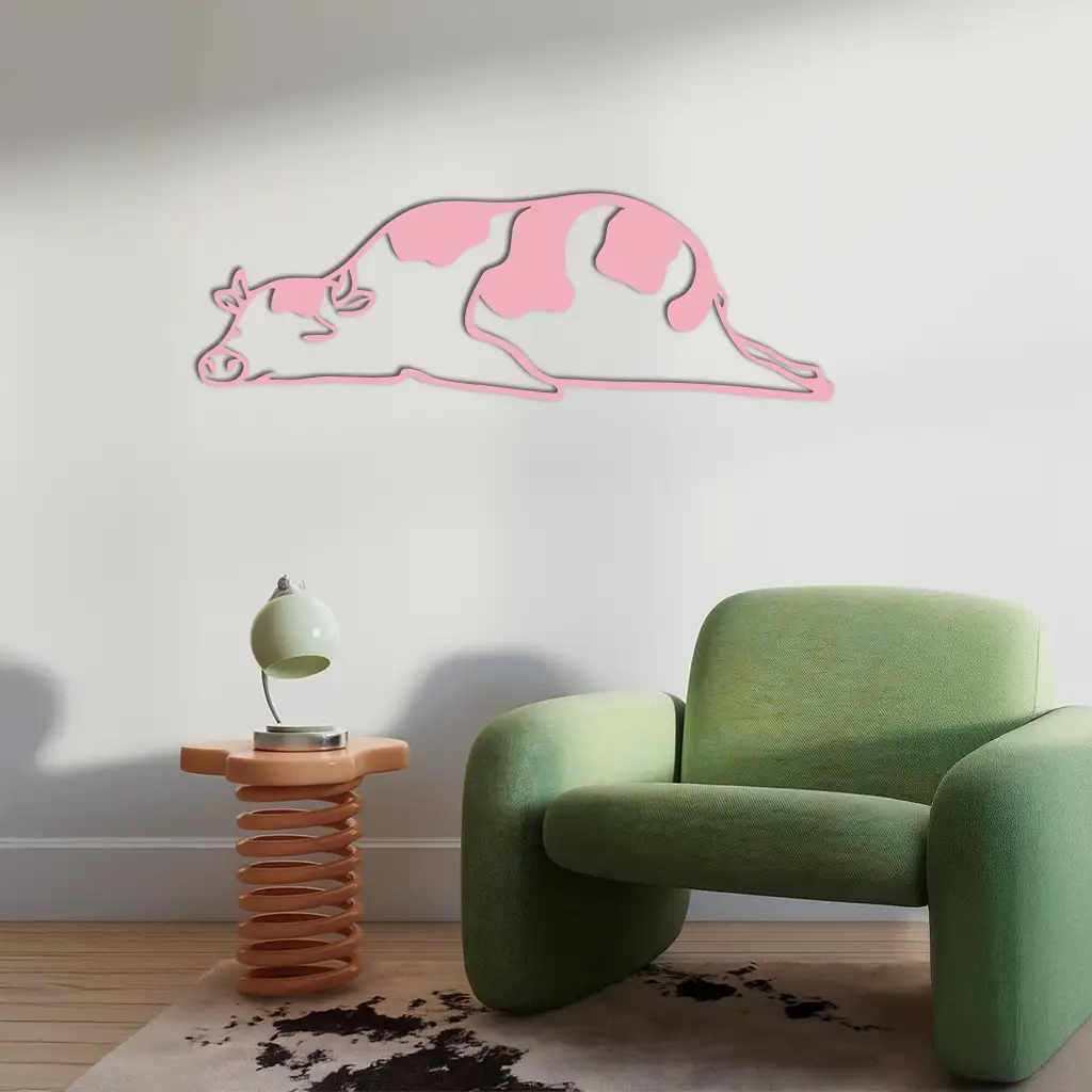Minimalist Cow Silhouette Metal Wall Art – Farmhouse Animal Decor - KAFGP134 by Enova Art