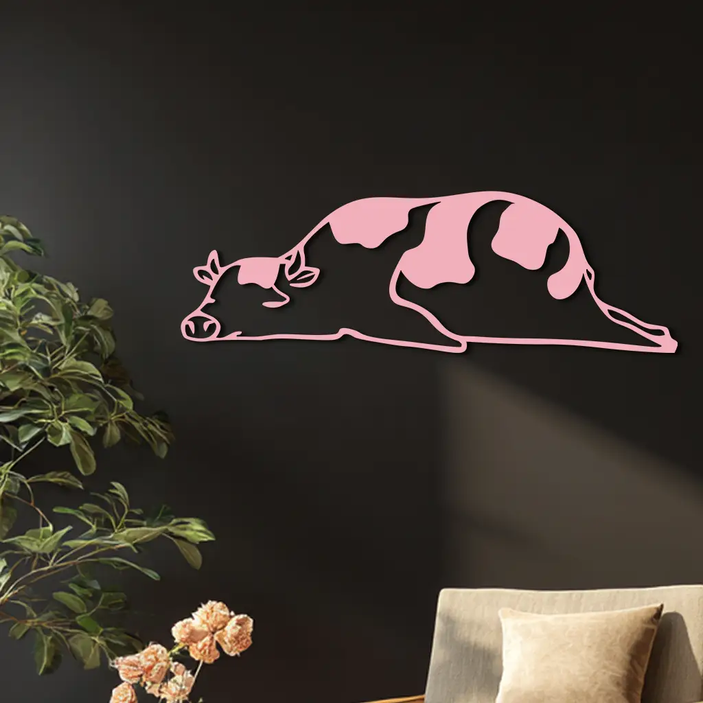 Minimalist Cow Silhouette Metal Wall Art – Farmhouse Animal Decor - KAFGP134 by Enova Art