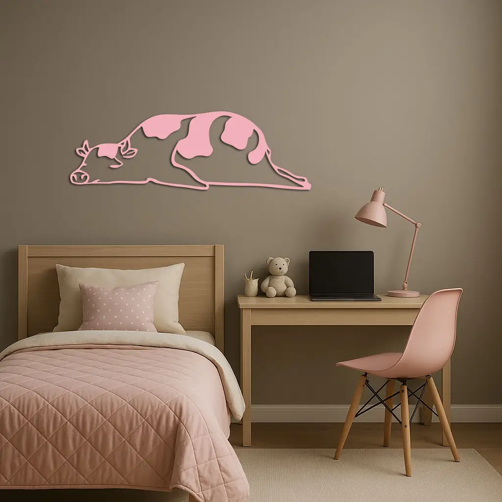 Minimalist Cow Silhouette Metal Wall Art – Farmhouse Animal Decor - KAFGP134 by Enova Art