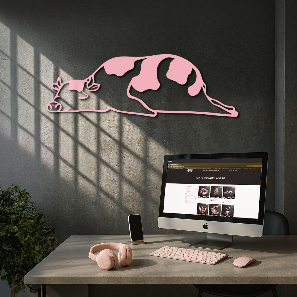 Minimalist Cow Silhouette Metal Wall Art – Farmhouse Animal Decor - KAFGP134 by Enova Art