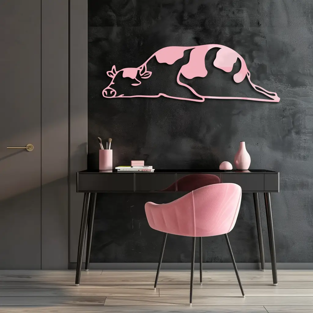 Minimalist Cow Silhouette Metal Wall Art – Farmhouse Animal Decor - KAFGP134 by Enova Art