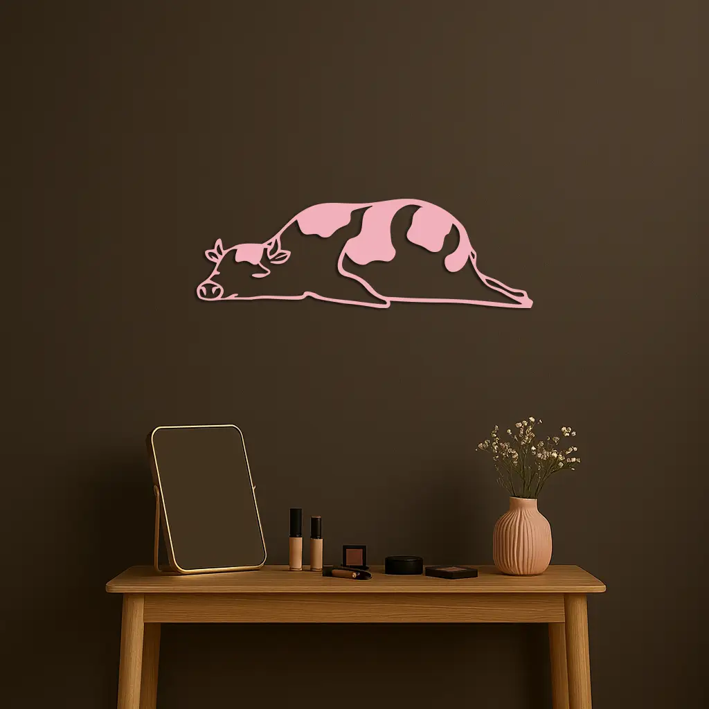 Minimalist Cow Silhouette Metal Wall Art – Farmhouse Animal Decor - KAFGP134 by Enova Art