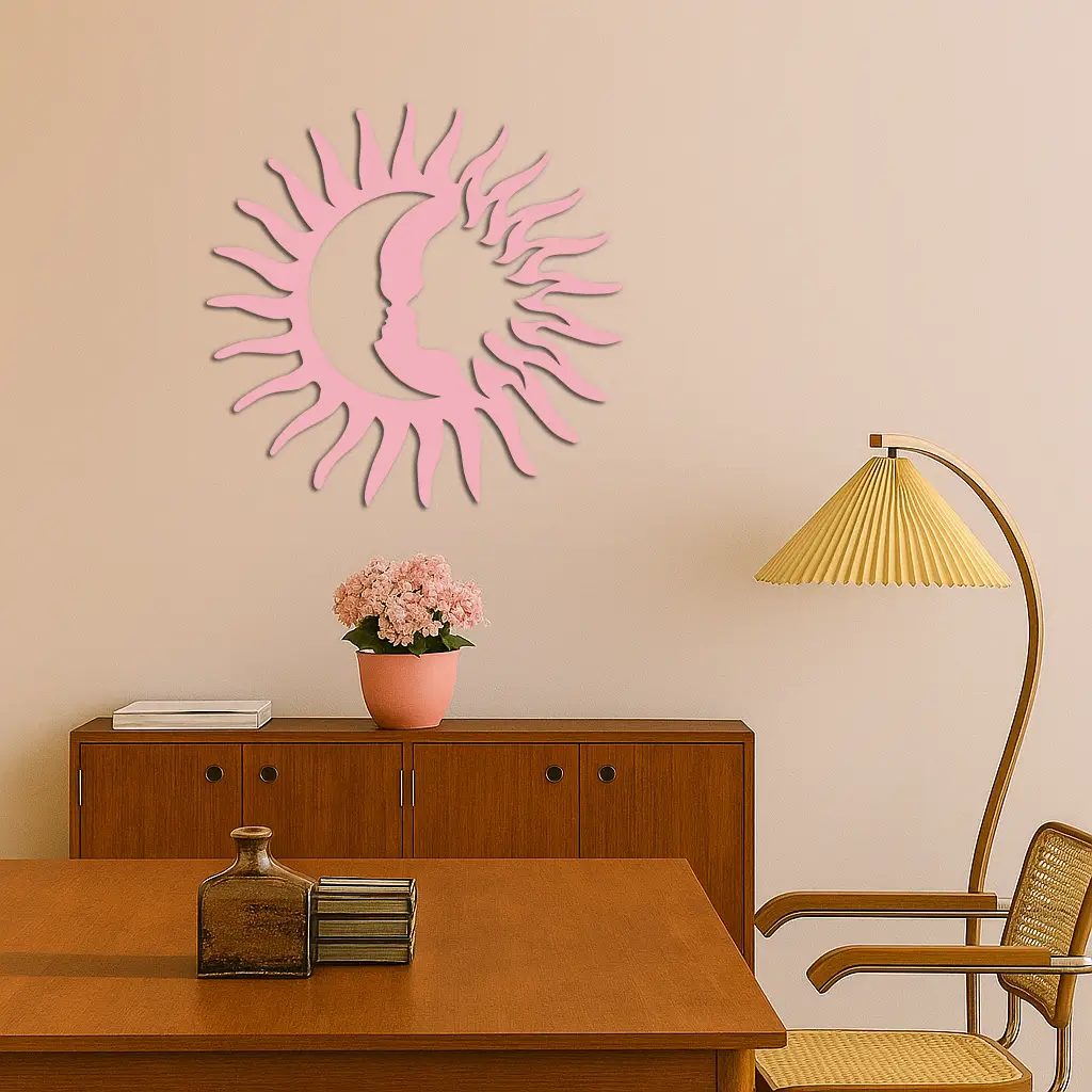 Sun and Moon Face Metal Wall Art – Celestial Silhouette Home Decor - KAFGP136 by Enova Art