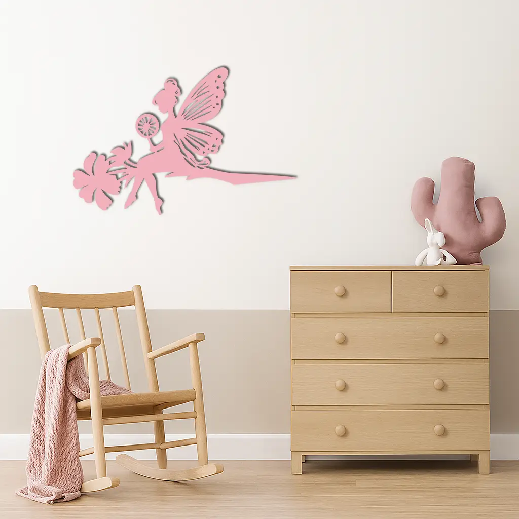 Enchanted Fairy on Flower Metal Wall Art – Garden & Outdoor Decor - KAFGP137 by Enova Art