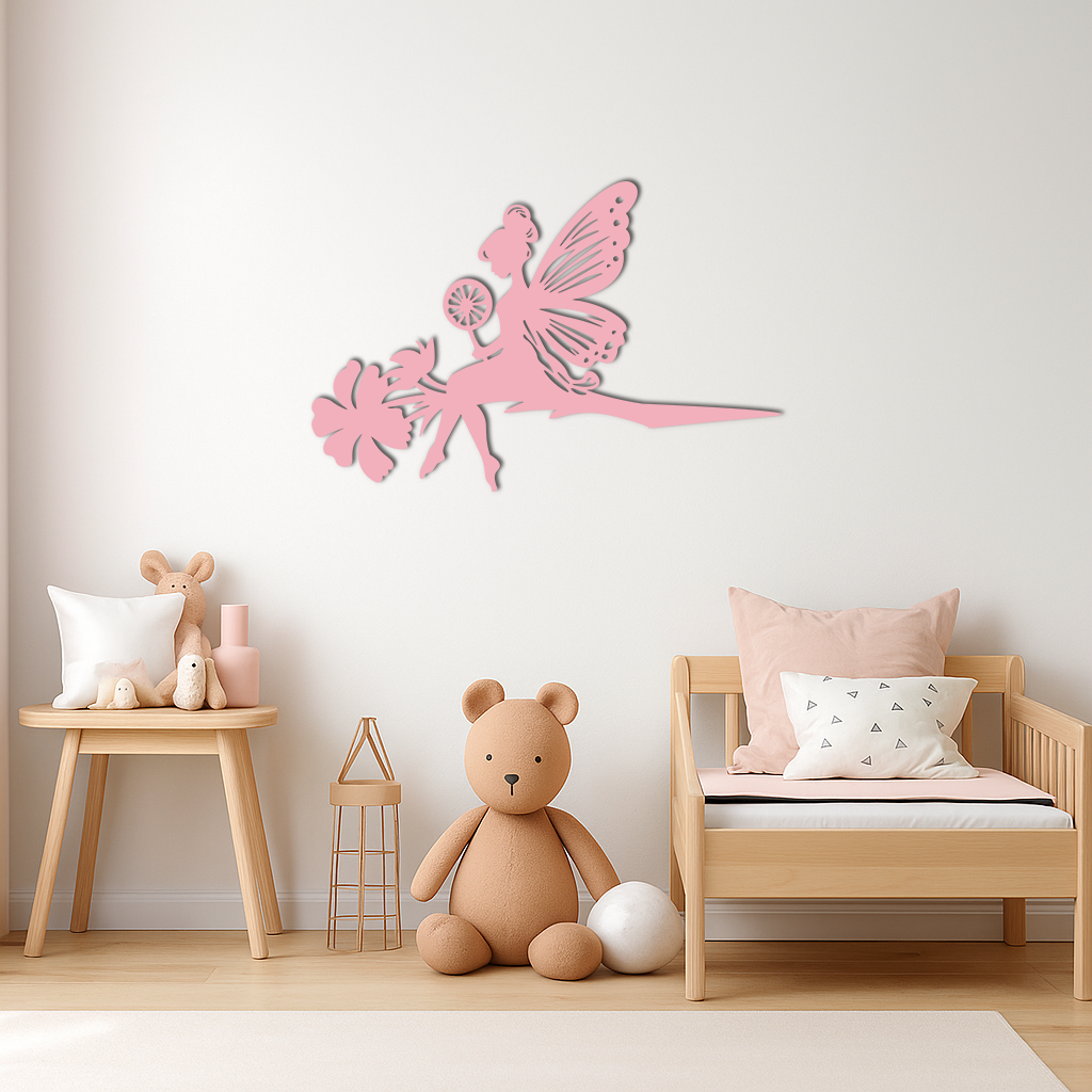 Enchanted Fairy on Flower Metal Wall Art – Garden & Outdoor Decor - KAFGP137 by Enova Art