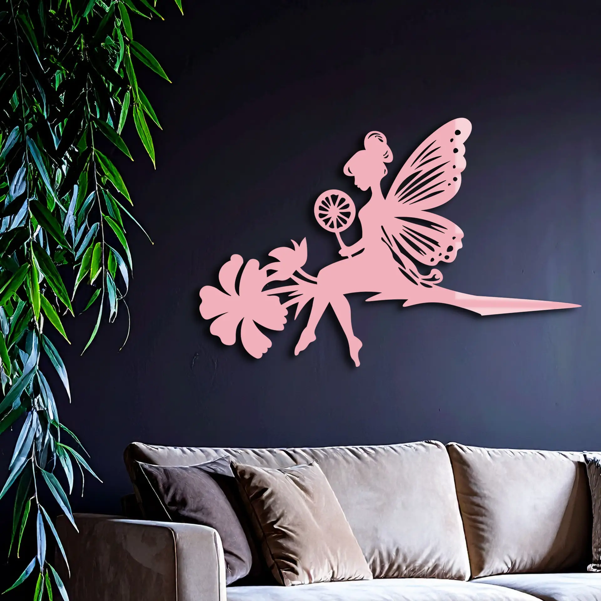Enchanted Fairy on Flower Metal Wall Art – Garden & Outdoor Decor - KAFGP137 by Enova Art