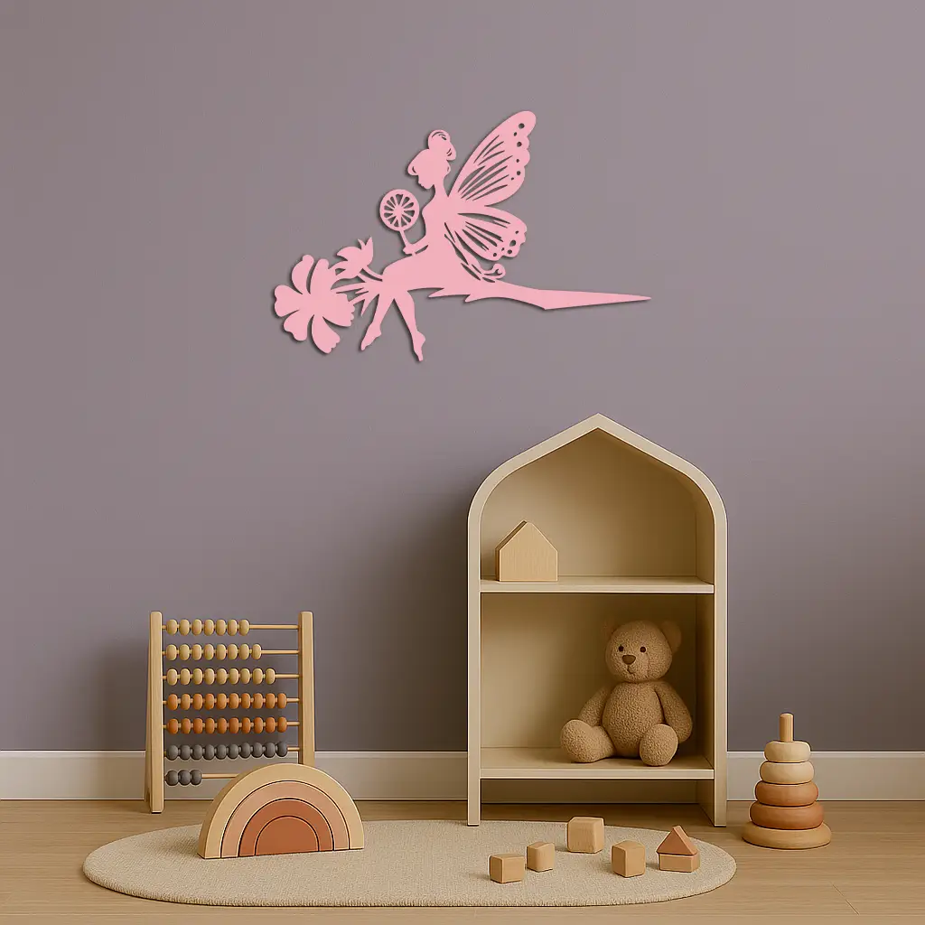 Enchanted Fairy on Flower Metal Wall Art – Garden & Outdoor Decor - KAFGP137 by Enova Art