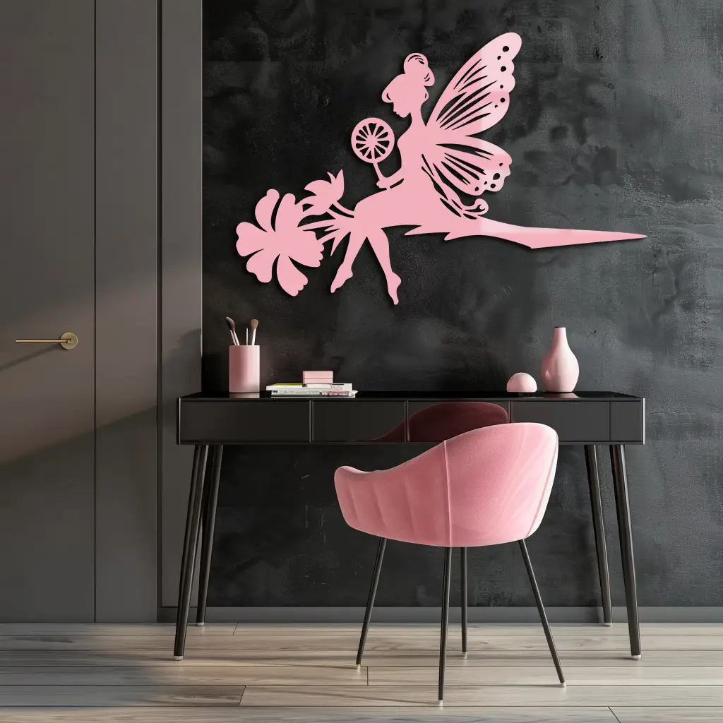 Enchanted Fairy on Flower Metal Wall Art – Garden & Outdoor Decor - KAFGP137 by Enova Art