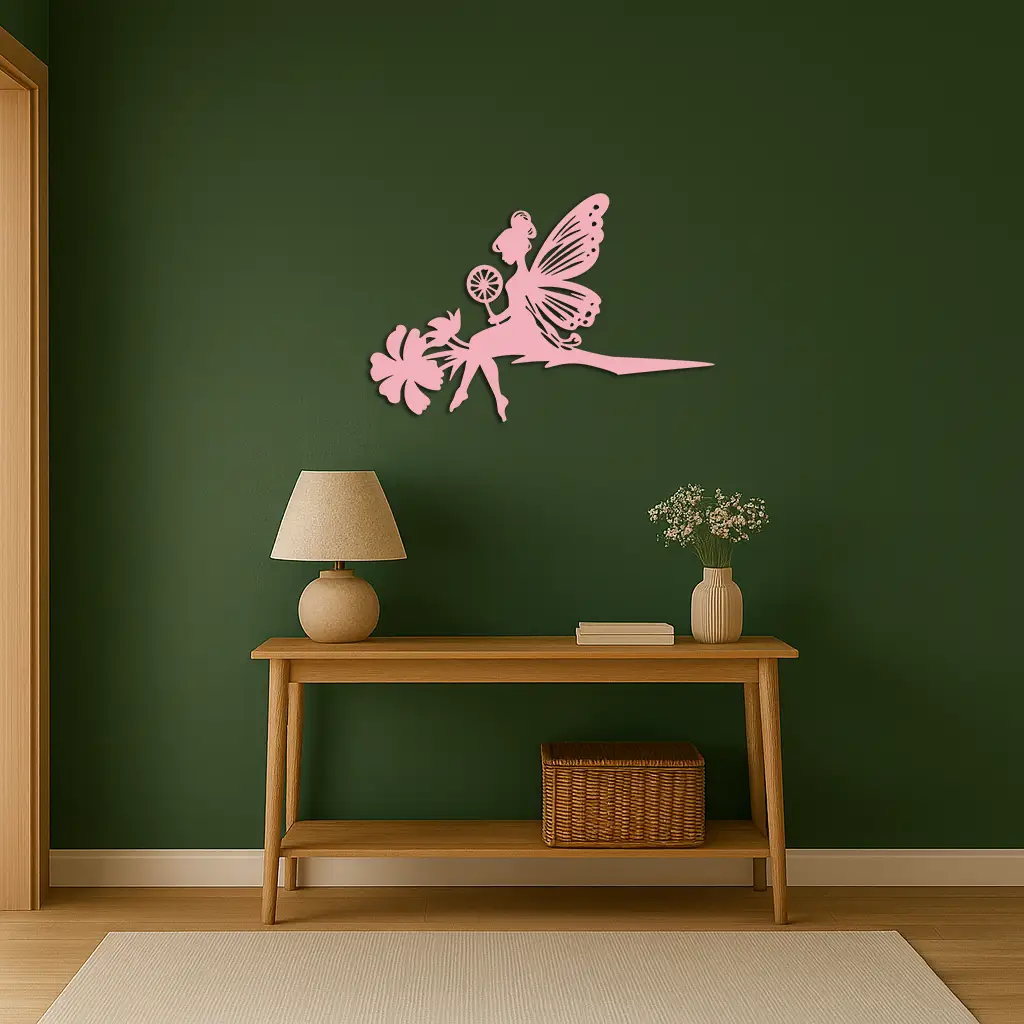 Enchanted Fairy on Flower Metal Wall Art – Garden & Outdoor Decor - KAFGP137 by Enova Art