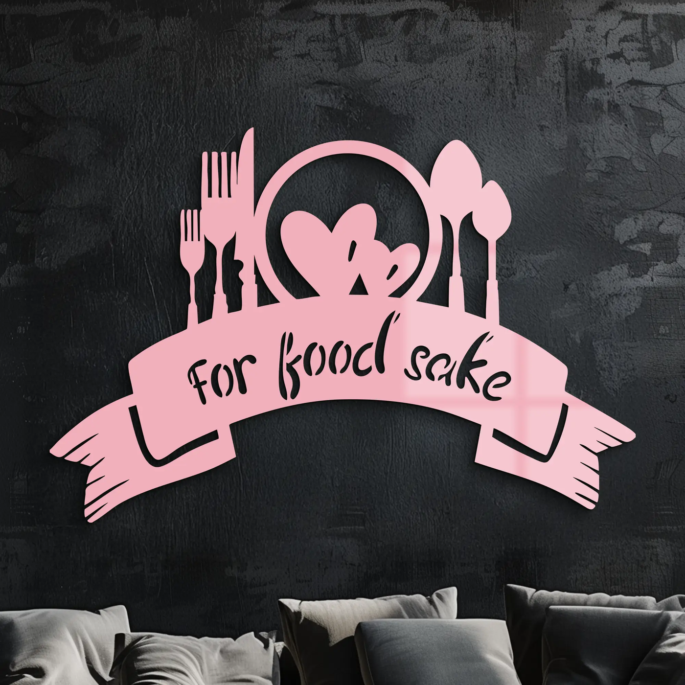 For Food Sake Metal Wall Art – Modern Kitchen & Dining Room Decor - KAFGP139 by Enova Art
