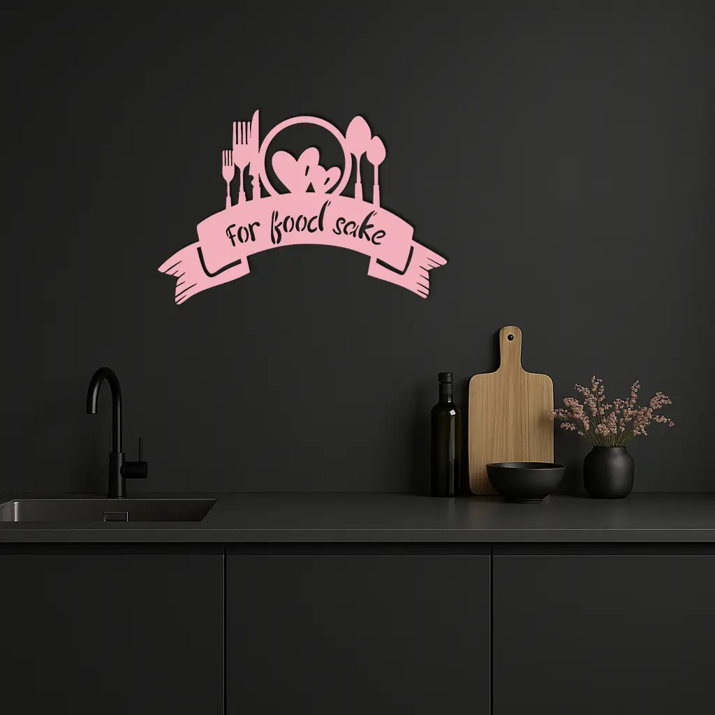 For Food Sake Metal Wall Art – Modern Kitchen & Dining Room Decor - KAFGP139 by Enova Art