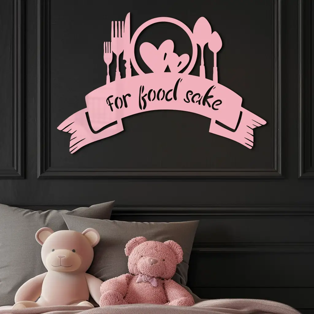 For Food Sake Metal Wall Art – Modern Kitchen & Dining Room Decor - KAFGP139 by Enova Art