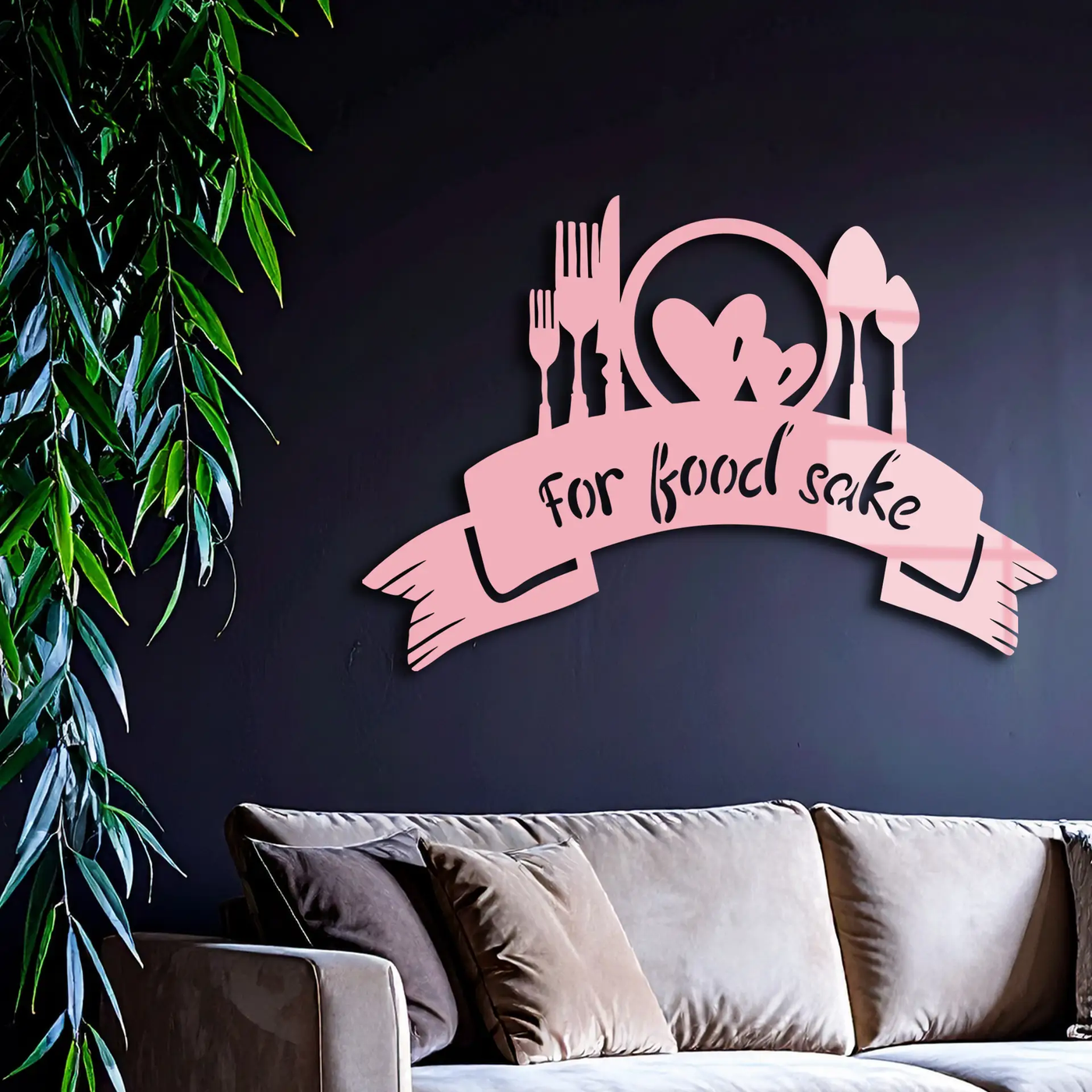 For Food Sake Metal Wall Art – Modern Kitchen & Dining Room Decor - KAFGP139 by Enova Art
