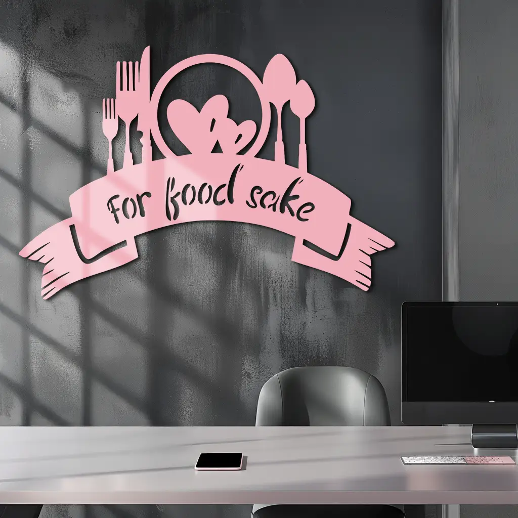 For Food Sake Metal Wall Art – Modern Kitchen & Dining Room Decor - KAFGP139 by Enova Art