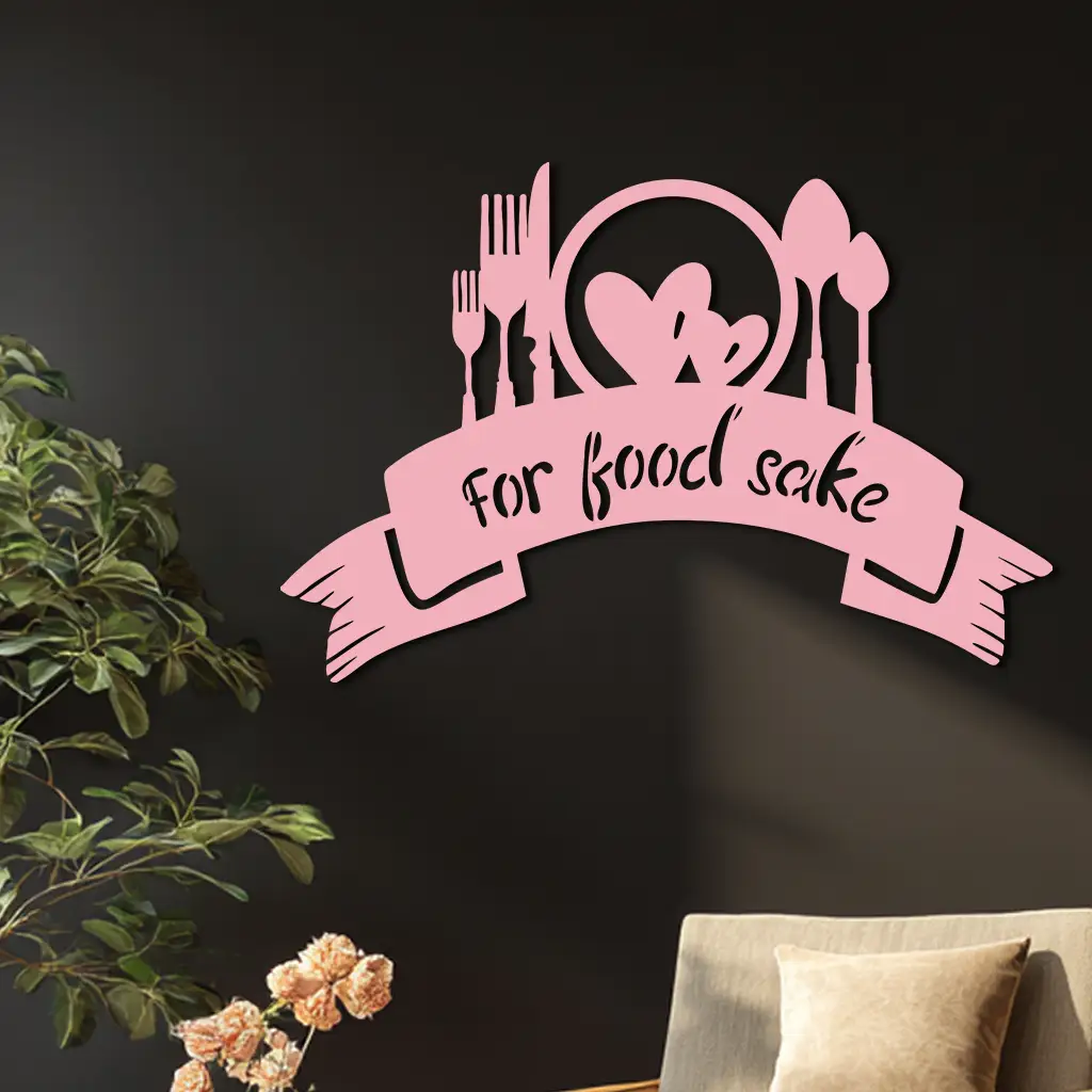 For Food Sake Metal Wall Art – Modern Kitchen & Dining Room Decor - KAFGP139 by Enova Art