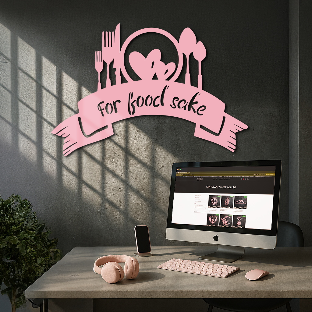 For Food Sake Metal Wall Art – Modern Kitchen & Dining Room Decor - KAFGP139 by Enova Art