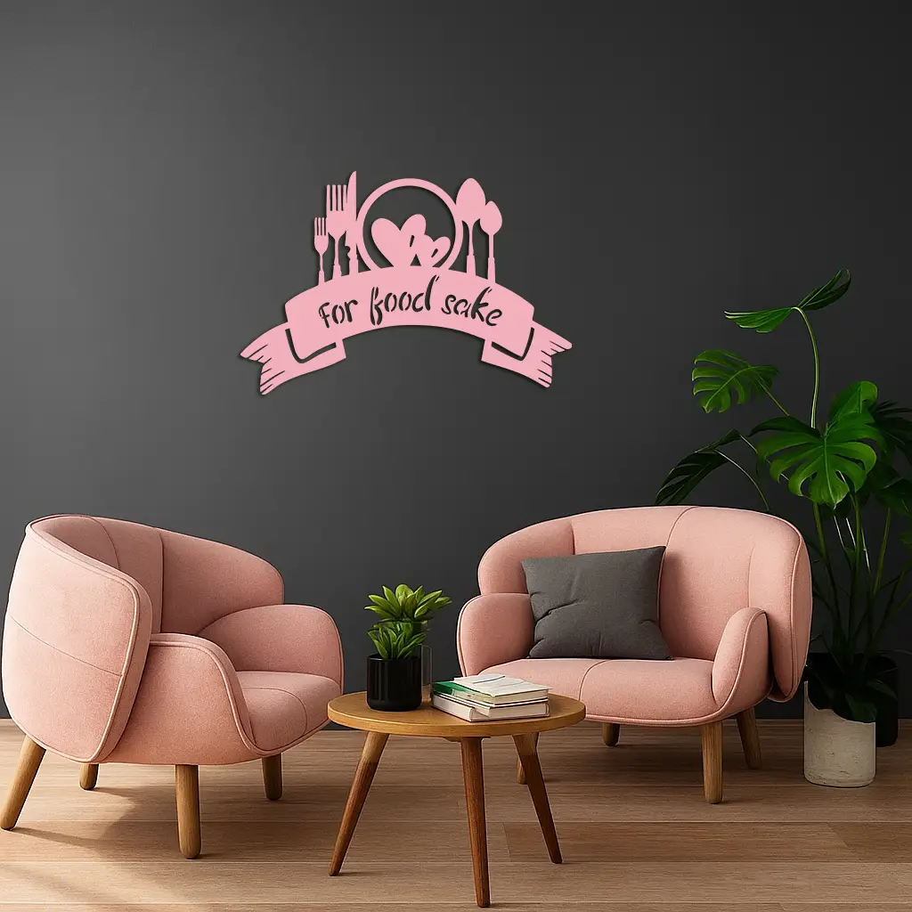 For Food Sake Metal Wall Art – Modern Kitchen & Dining Room Decor - KAFGP139 by Enova Art