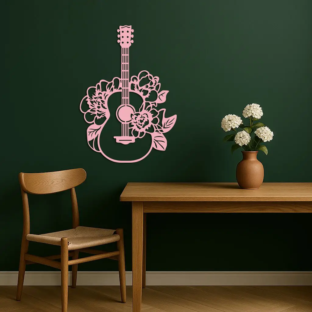 Floral Guitar Metal Wall Art – Music Inspired Home & Studio Decor - KAFGP140 by Enova Art