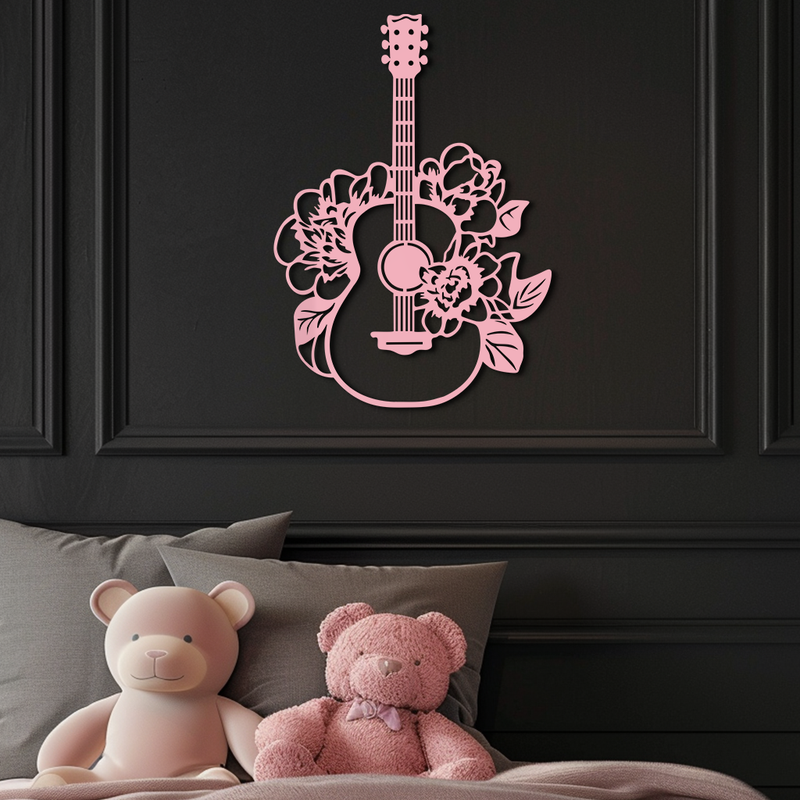 Floral Guitar Metal Wall Art – Music Inspired Home & Studio Decor - KAFGP140 by Enova Art