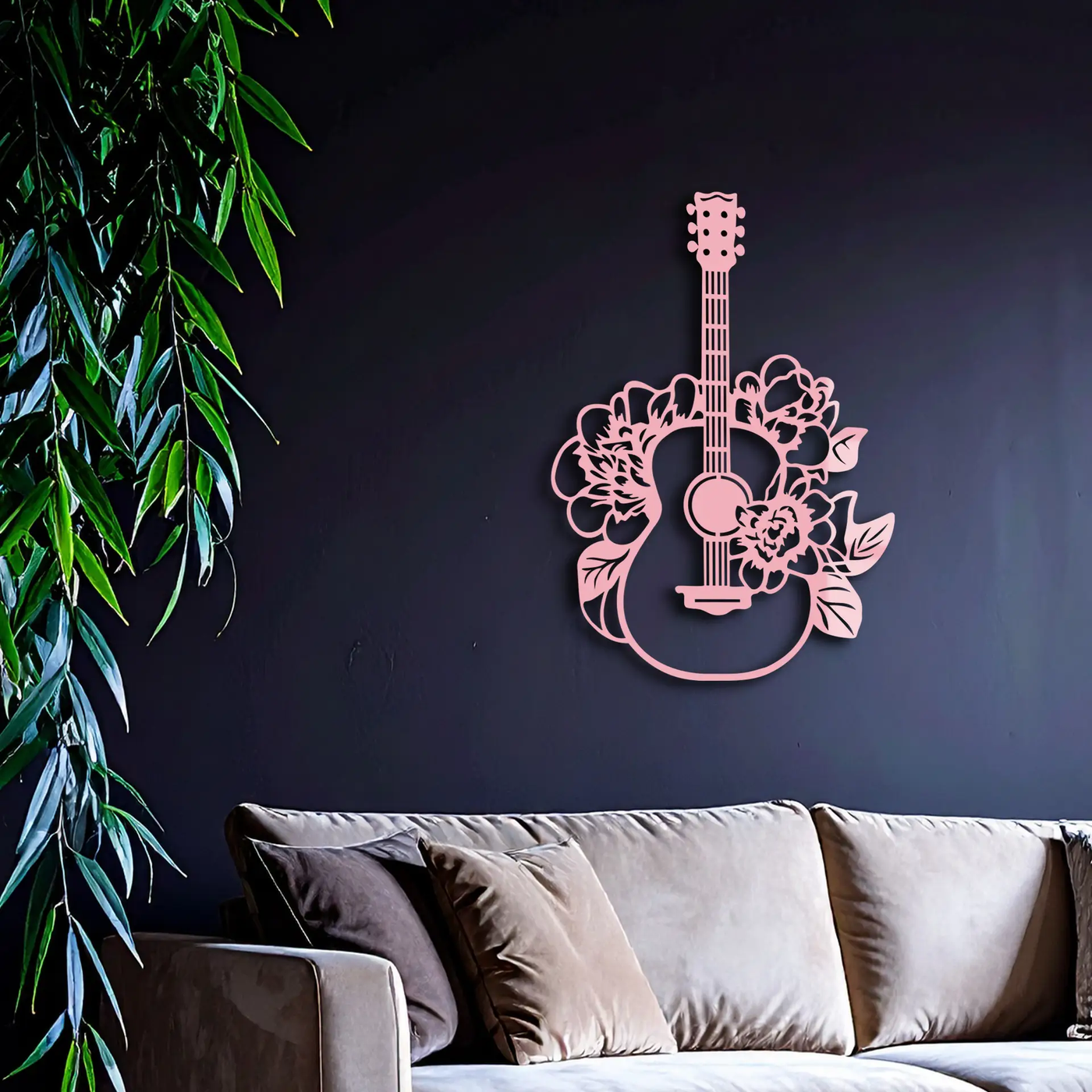 Floral Guitar Metal Wall Art – Music Inspired Home & Studio Decor - KAFGP140 by Enova Art