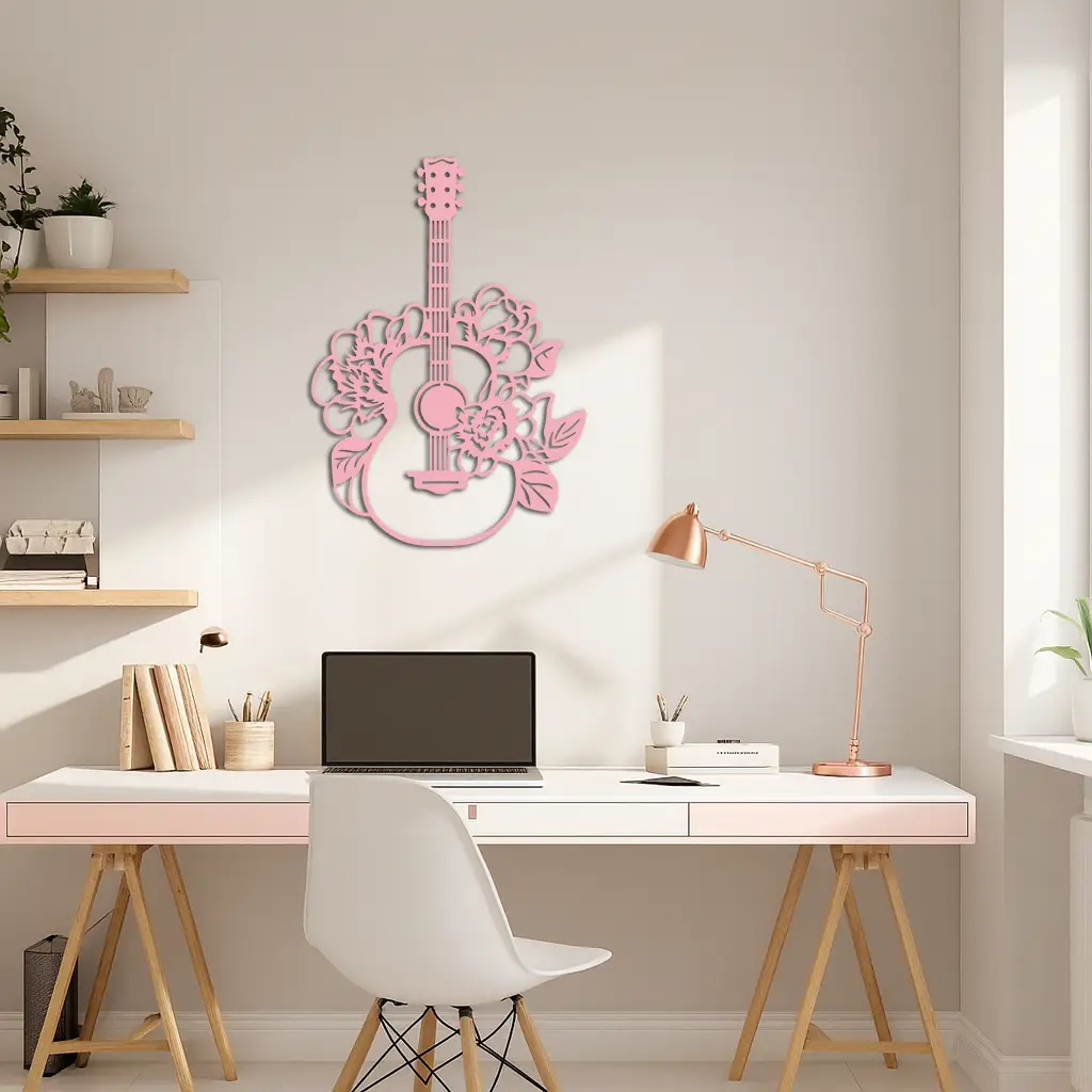 Floral Guitar Metal Wall Art – Music Inspired Home & Studio Decor - KAFGP140 by Enova Art