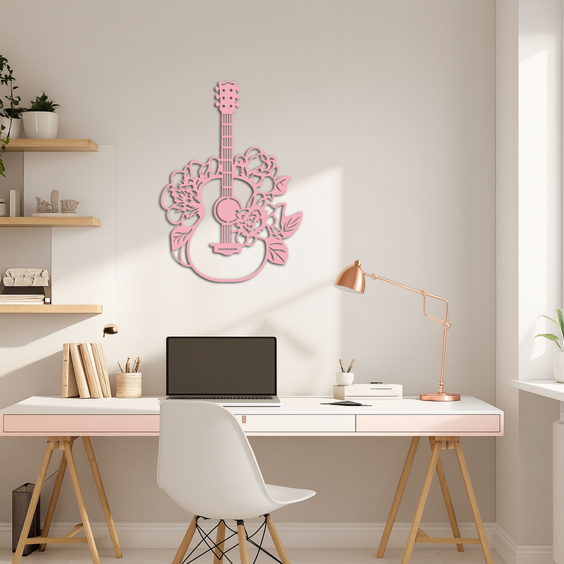 Floral Guitar Metal Wall Art – Music Inspired Home & Studio Decor - KAFGP140 by Enova Art