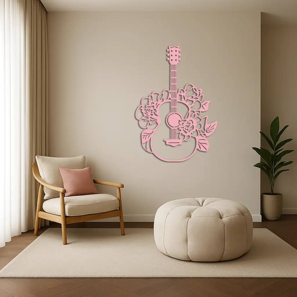 Floral Guitar Metal Wall Art – Music Inspired Home & Studio Decor - KAFGP140 by Enova Art
