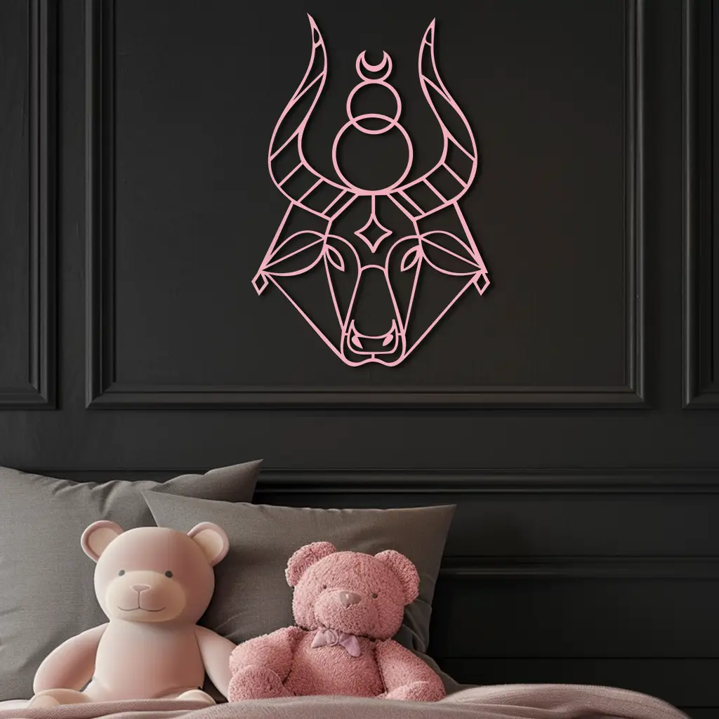 Taurus Zodiac Metal Wall Art – Geometric Bull Head Astrology Home Decor - KAFGP142 by Enova Art