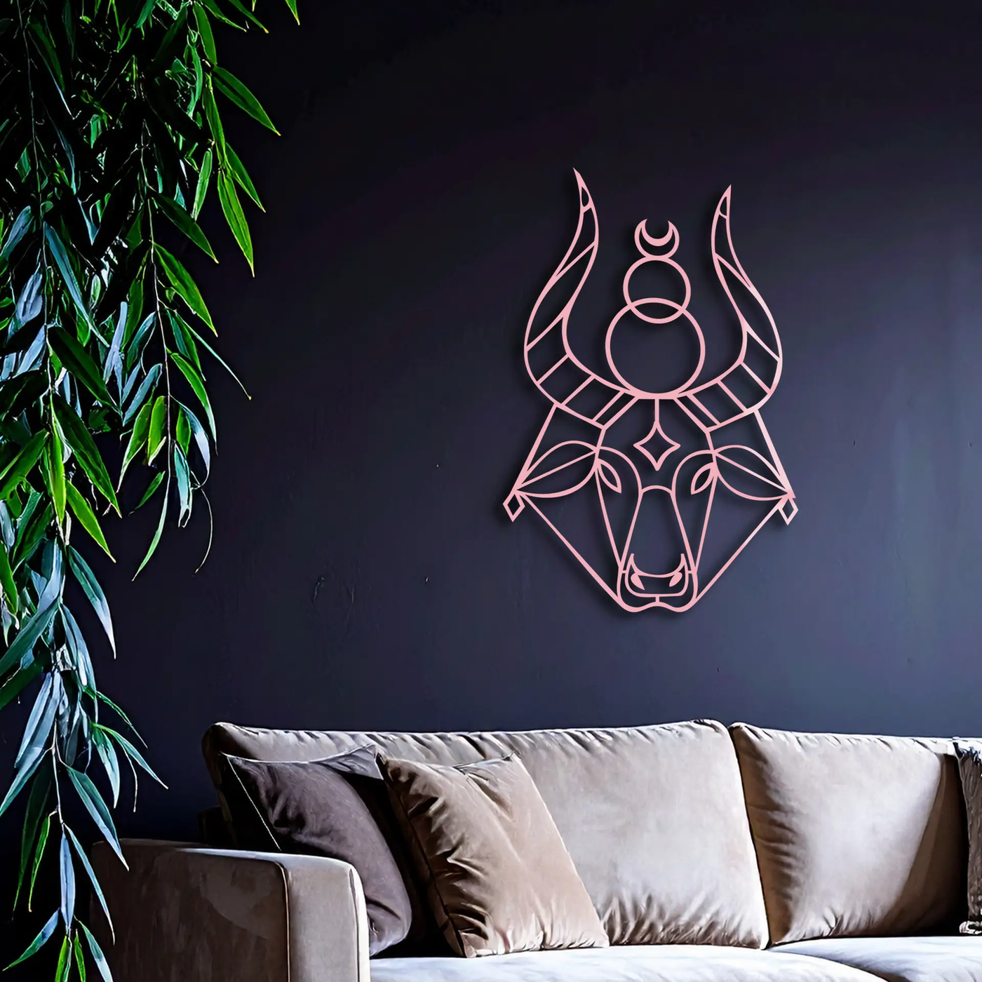 Taurus Zodiac Metal Wall Art – Geometric Bull Head Astrology Home Decor - KAFGP142 by Enova Art