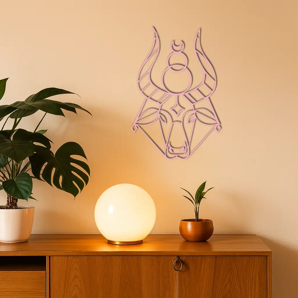 Taurus Zodiac Metal Wall Art – Geometric Bull Head Astrology Home Decor - KAFGP142 by Enova Art