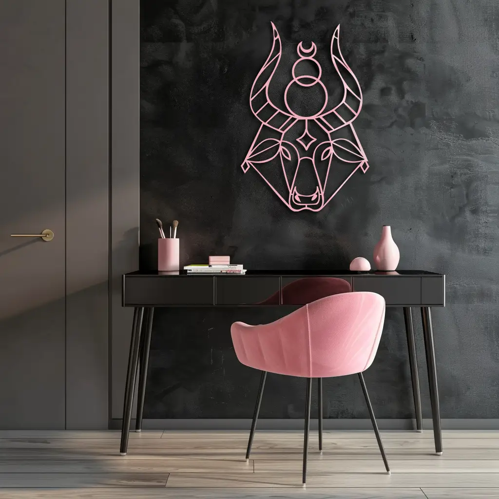 Taurus Zodiac Metal Wall Art – Geometric Bull Head Astrology Home Decor - KAFGP142 by Enova Art