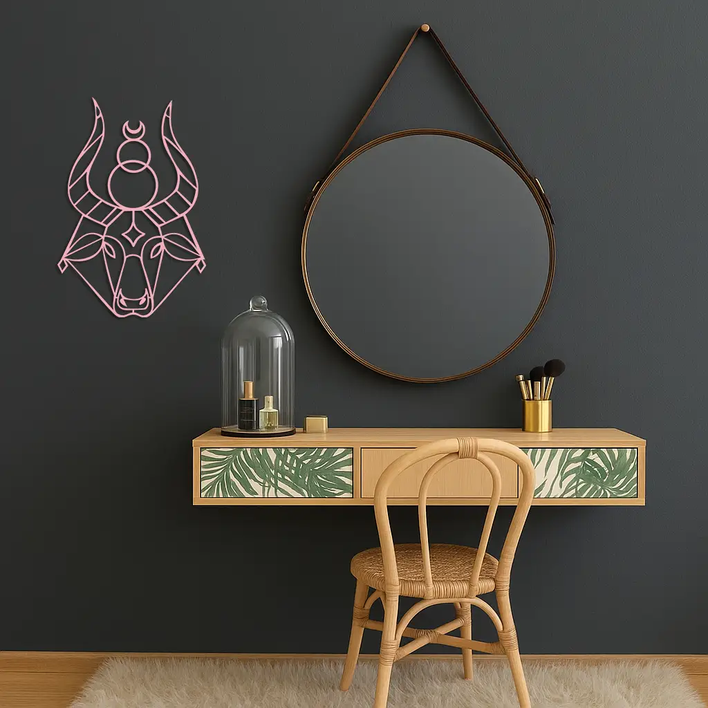 Taurus Zodiac Metal Wall Art – Geometric Bull Head Astrology Home Decor - KAFGP142 by Enova Art