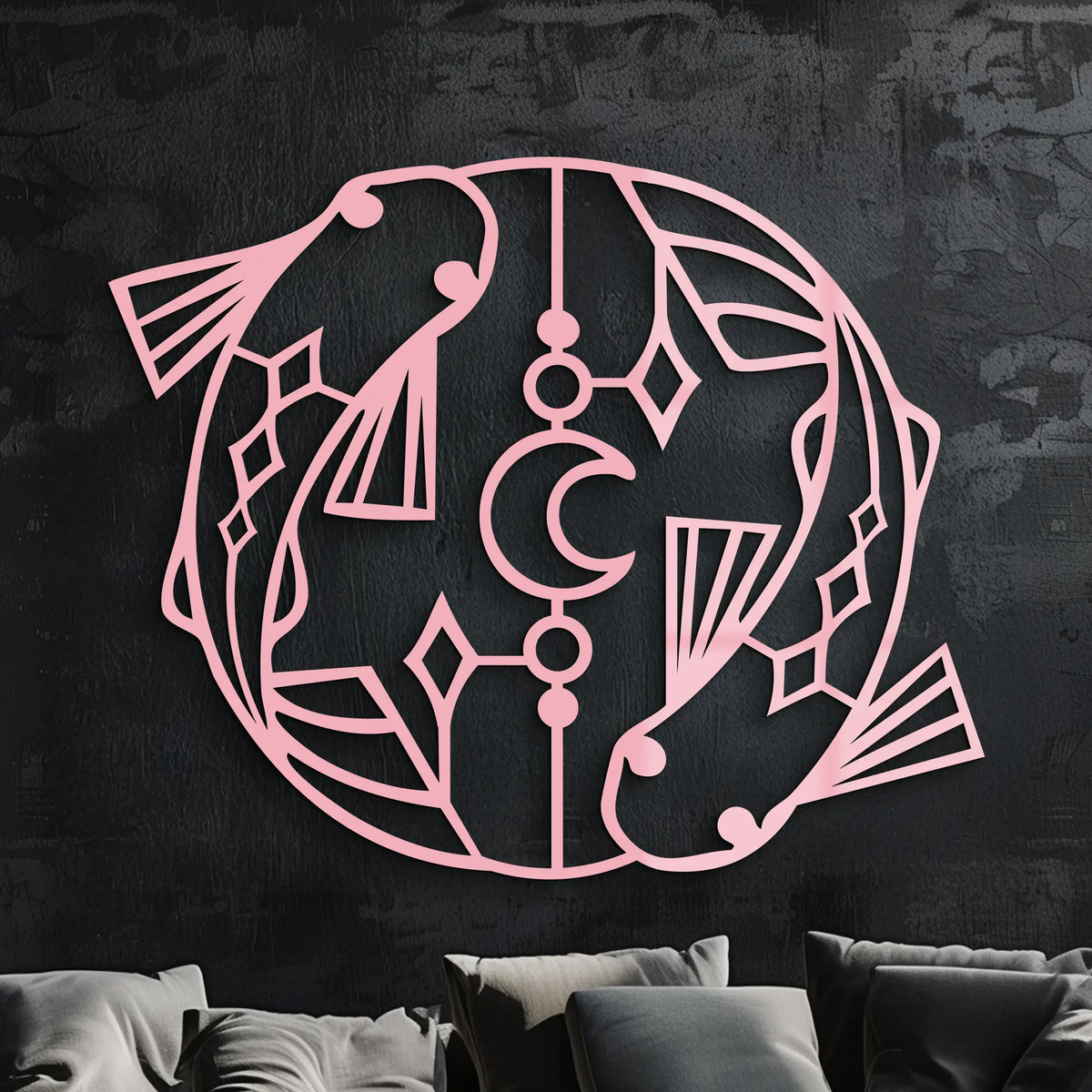 Pisces Zodiac Metal Wall Art – Astrological Home Decor Sign - KAFGP143 by Enova Art