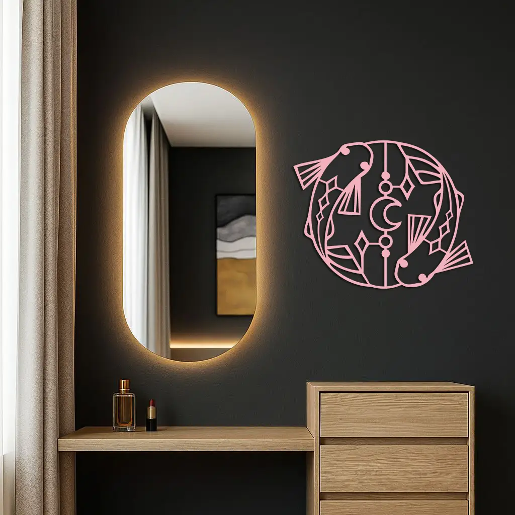 Pisces Zodiac Metal Wall Art – Astrological Home Decor Sign - KAFGP143 by Enova Art