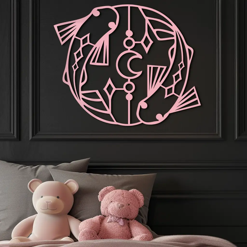 Pisces Zodiac Metal Wall Art – Astrological Home Decor Sign - KAFGP143 by Enova Art