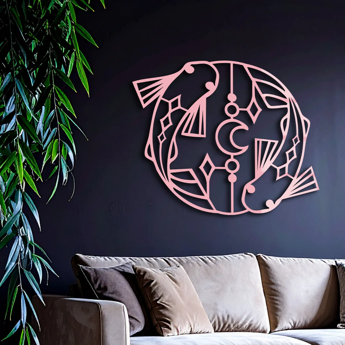 Pisces Zodiac Metal Wall Art – Astrological Home Decor Sign - KAFGP143 by Enova Art